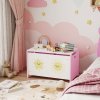 AIYAPLAY Toy Box with Lid, Toy Chest with Safety Hinges for Kids Boys Girls, Kids Storage Box for Living Room, Playroom, Nursery, Bedroom, Pink