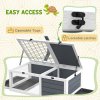 PawHut Tortoise House, Wooden Tortoise Table, Tortoise Enclosure with Wooden Lamp Holder, Openable Lids, Pull-Out Trays - Grey