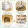 PawHut Wooden Large Hamster Cage Small Animal Exercise Play House 3 Tier with Sliding Tray, Seesaws, Water Bottle, Natural