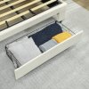 HOMCOM Double Ottoman Bed Frame, 4ft6 Gas Lift Storage Bed with 2-Level Adjustable Velvet Upholstered Headboard, Wheeled Drawer and Wooden Slats, No Mattress, Cream White