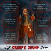 HOMCOM 183 cm Life Size Halloween Animated Standing Fat-Faced Witch with Red Light Up Eyes, Sound Activated Moving Arms & Head, Scary Witch Halloween Decorations, Battery Operated, Indoor Party Props