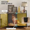 PawHut Dog Crate Furniture with 2 Rotatable Bowls, Dog Crate End Table with 2 Anti-Escape Doors, Storage Shelf, for Large Dogs, 100 x 60 x 88 cm, Grey