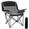 Outsunny Folding Camping Chair for Adults, Portable Padded Folding Chair with Cup Holders, Side Pockets and Carry bag for Picnic, Hiking, Fishing, Grey