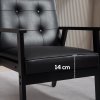 HOMCOM Armchair, PU Leather Accent Chair, Occasional Chair with Rubber wood Frame for Living Room, Reception, Bedroom, Balcony, Black