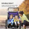 HOMCOM Child Bike Trailer, Baby Bicycle Trailer for 2 Kids with 5 Point Harness, Steel Frame, Reflectors, Safety Flag, Hitch Coupler, Purple