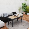 Outsunny Metal Garden Coffee Table, Outdoor Side Table with SPC Woodgrain Tabletop for Outside, Garden, Balcony, Porch, 100 x 53 x 46cm, Brown Wood Effect