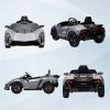 AIYAPLAY 12V Lamborghini Autentica Licensed Kids Electric Car with Butterfly Doors, Ride on Car with Remote Control, 4 Suspension Wheels, Soft Start, LED Lights, Music, Horn, Grey