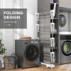 HOMCOM 4-Tier Clothes Airer, Stainless Steel Foldable Clothes Drying Rack with Wheels and Wings, Indoor and Outdoor, Easy Assembly, 142 x 55 x 172cm