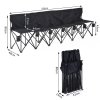Outsunny 6 Seater Folding Bench, Outdoor Camping Chair Portable Sports Spectator Chair with Metal Frame, Cup Holder & Carry Bag, Black