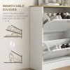 HOMCOM Slim Shoe Storage Cabinet for Hallway, Modern Narrow Shoe Cabinet with 2 Flip Drawers and Adjustable Shelves for 12 Pairs of Shoes, White