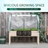 Outsunny Raised Garden Bed with PE Greenhouse Cover, Outdoor Elevated Wood Planter Box for Herbs and Vegetables, Use for Patio, Garden, Balcony, 121 x 55 x 117cm, Nature Wood Finish
