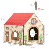 PawHut Cardboard Cat House with Scratcher, Catnip, Recyclable Corrugate Scratcher for Indoor Cats, Cat Scratching Board Pad,  42 x 30 x 37cm