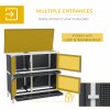 PawHut Rabbit Hutch  Guinea Pig Hutch Double Decker Pet Cage with Openable Roof, Divider, Ramp for Outdoor 100 x 47 x 91cm, Grey