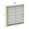 HOMCOM 7-Tier Wall Mounted Display Cabinet, Display Case with 6 Adjustable Shelves, Glass Doors for Home Office Ornaments 83x80cm, Oak