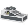 PawHut Tortoise House 3-Room Wooden Tortoise Enclosure Large Reptile Cage with 2 Stories, Ladder, Balcony, Tray, Openable Roof, 59H x 112L x 65Wcm, Grey
