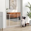 PawHut Dog Gate Pet Safety Gate Stair Barrier Pressure Fit Adjustable 76-82/86-97/101-107 cm, White