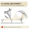 Outsunny Outdoor Foldable Sun Lounger, 4 Level Adjustable Backrest Reclining Sun Lounger Chair with Angle Adjust Sun Shade Awning for Beach, Garden, Patio, Beige