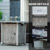 Outsunny Propane Gas Fire Pit Table for Garden, 40000 BTU Smokeless Firepit Outdoor Patio Heater with Waterproof Cover, Glass Screen, Glass Beads and Lid, Wood Effect, 71 x 71 x 62.5cm, Grey