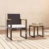 Outsunny 3-Piece Rattan Bistro Set, Patio Table and Chairs Set with Removable Cushions, Rattan Conversation Set with Acacia Wood Table & Adjustable Foot Pads for Garden Balcony, White