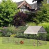 PawHut Rabbit Run Playpen, Guinea Pig Cage with Pitched Roof, Sun Protection Cover, 220 x 103 x 103 cm, Metal Enclosure for Small Animals, Chickens, Ferrets, Beige