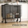 HOMCOM Mobile Drop Leaf Table, Folding Dining Table with 6 Wheels & Storage Shelf for Small Spaces, Kitchen, Dining Room