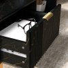 HOMCOM Marble-Effect Coffee Table with Storage, Living Room Table with Drawer and 2 Open Shelves, Modern Centre Table with Fluted Door, Black