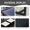 Outsunny 2 Seater Rattan Cube Garden Furniture Set, Rattan Dining Set with Cushions, Outdoor Dining Table and Chairs with 2 Armchairs, 2 Stools, Rectangular Glass Top Table for Patio, Balcony