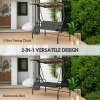 Outsunny 3 Seater Garden Swing Seat Bed with UPF30+ Adjustable Canopy, Convertible Swing Chair with Cushion, Outdoor Hammock Bench with Cup Trays for Balcony Patio, Black