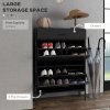 HOMCOM 3 Drawer Shoe Cabinet with 2 Flip Doors, Sliding out Drawer and Adjustable Shelf for 12 Pairs of Shoes, Narrow Shoe Storage Cabinet for Hallway, Entryway