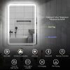 HOMCOM Bluetooth Bathroom Mirror with LED Lights, Illuminated Backlit Wall Mounted Vanity Mirror with 3 Colours Dimmable, Clock, Anti-Fog, Memory & Touch Switch, IP44