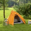 Outsunny 1-2 Man Camping Tent, Double Layer Dome Tent with 2000mm Waterproof Rainfly and Carry Bag, Lightweight for Fishing, Travel, Hiking, Sports, Festival, Orange