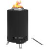 Outsunny Smokeless Fire Pit, 16 x 16 cm Stainless Steel Portable Wood Burning Firepit with Poker, Wood or Pellet Fuelled Tabletop Fire Pit for Garden Camping Bonfire Party, Black