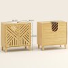 HOMCOM Under Sink Bathroom Cabinet, Bamboo Freestanding Under Sink Cabinet with Adjustable Shelf and Slat Doors for Basin without Pedestal, Natural
