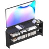 HOMCOM Corner TV Stand for 47 Inch Television, Modern TV Unit with 2 Open Shelves for Living Room, Bedroom, Black