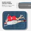 Outsunny King Size Air Bed with Built-in Pump, Inflatable Mattress with Carry Bag, Flocked Surface, Blow Up Airbed for Guest, Camping, Travel, 203 x 152 x 46cm, Blue and Grey