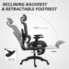 HOMCOM Ergonomic Office Chair, Mesh High Back Computer Desk Chair with 3 Level Adjustable Back, Adjustable Lumbar Support, Swivel Recliner with 3D Armrest, Headrest, Footrest, Black