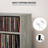 HOMCOM 204 CD Media Display Shelf Unit Set of 2 Blu-Ray Tower Rack w/ Adjustable Shelves Bookcase Storage Organiser, Cement Grey