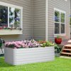 Outsunny Raised Beds for Garden, Galvanised Steel Outdoor Planters with Multi-reinforced Rods for Vegetables, Plants, Flowers and Herbs, 180 x 90 x 59 cm, Light Grey