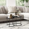 HOMCOM Nesting Tables Set of 2, Side End Table with Removable Tabletop Tray and Steel Frame for Living Room, Bedroom, Black