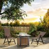 Outsunny 2 Pieces Outdoor Folding Dining Chair, PE Rattan Chair with Armrests, High Backrest, for Garden, Camping, Balcony, Porch, Brown