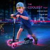 HOMCOM Kids Scooter, 3 Wheel Foldable Kick Scooter Adjustable Height w/ Flashing Wheels, Music, Water Spray for 3-6 Years, Black