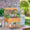 Outsunny Wooden Planter Boxes, Raised Garden Bed Elevated Planter with 2 Shelves for Flower Herb Vegetable Outdoor/Indoor, 105x40x135cm
