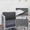 Outsunny Garden Sofa, All-Weather Garden Single Sofa with Removable Cushions, Metal Frame Outdoor Furniture for Balcony, Charcoal Grey