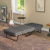 HOMCOM Folding Bed with Mattress, Foldable Guest Bed on Wheels, Portable Single Bed with 10cm Mattress, Side Pockets, Cover, 190 x 80cm, Dark Grey