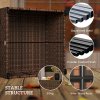 Outsunny Outdoor Coffee Table, PE Rattan Side Table with Tempered Glass Top, Wicker Square Garden Coffee Table End Table with Steel Frame for Patio, Balcony, 60 x 62 x 38cm, Brown