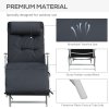 Outsunny Sun Lounger Steel Frame Outdoor Folding Chaise Texteline Lounge Chair Recliner with Headrest & 7 Levels Adjustable Backrest, Black