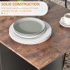 HOMCOM Folding Dining Table, Drop Leaf Table for Small Spaces, Foldable Table with Drawer and Storage Shelves for Kitchen, Dining Room, Rustic Brown