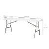 Outsunny Folding Garden Table, 180 x 75cm Rectangular HDPE Outdoor Picnic Table for 6, Metal Frame for Patio, Park, White