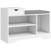 HOMCOM Shoe Storage Bench, Shoe Rack Bench with Seating Cushion, Drawer, 3 Open Compartments and Table Top for Entryway, Hallway