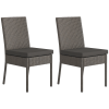 Outsunny 2 Pieces PE Rattan Garden Chairs with Cushion, Patio Wicker Dining Chairs with Backrest for Patio, Deck, Garden, Dark Grey